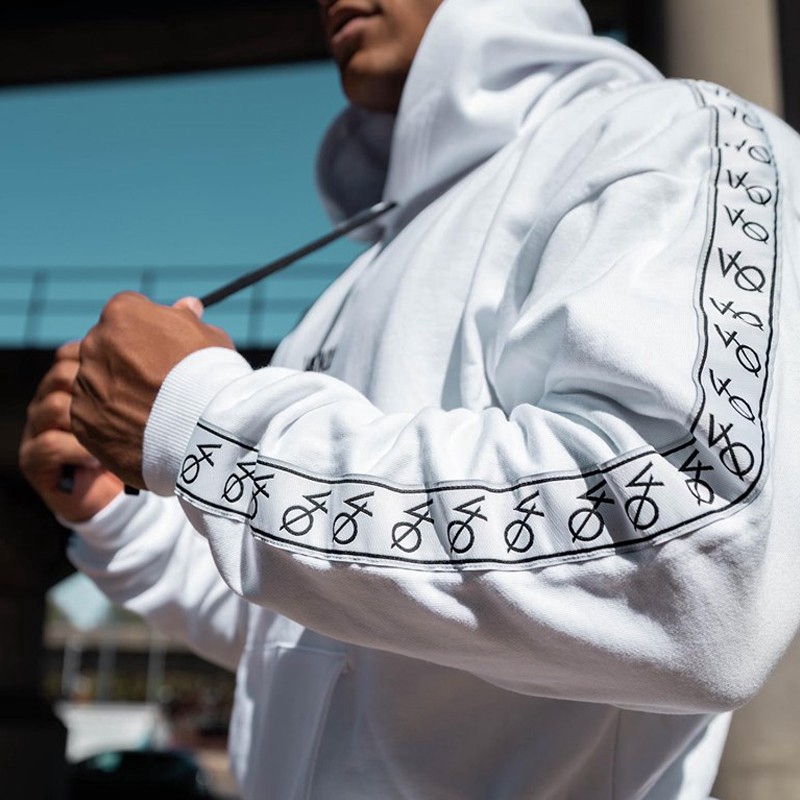 VQ Sports Hoodie Men's Cotton Striped Casual Hooded Long Sleeve Top Fitness Training Sweatshirt