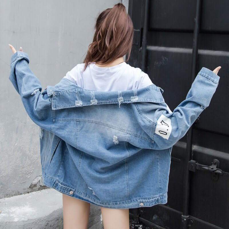 Áo khoác jean nữ BB cao cấp Jomo017 form rộng đủ size M-L-XL Chiwawa shop 76