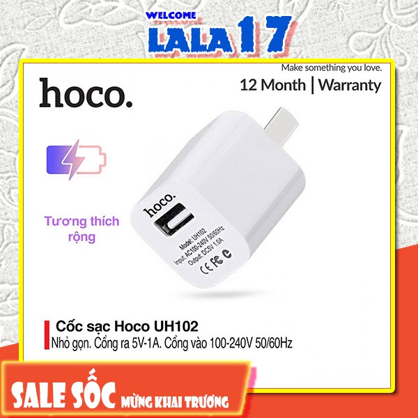 Củ Sạc HOCO UH102 [ CHÍNH HÃNG ] Cao Cấp - Hỗ Trợ Sạc Nhanh 5V/1A - Lala17 Shop