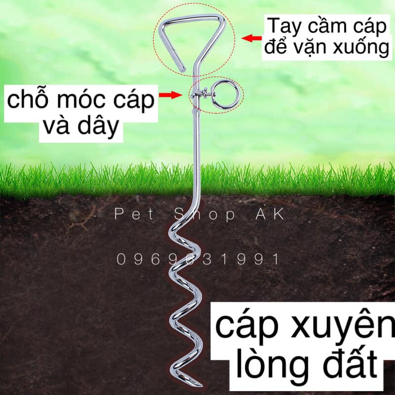 Dây xích chó bằng cáp + xiên xích cún