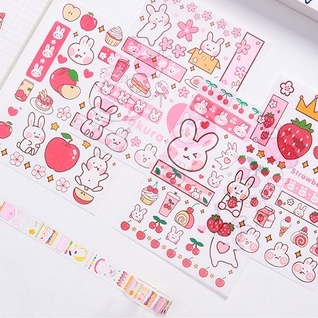 Set 4 Miếng Sticker cute dán laptop, hình dán mũ bảo hiểm, điện thoại, vali