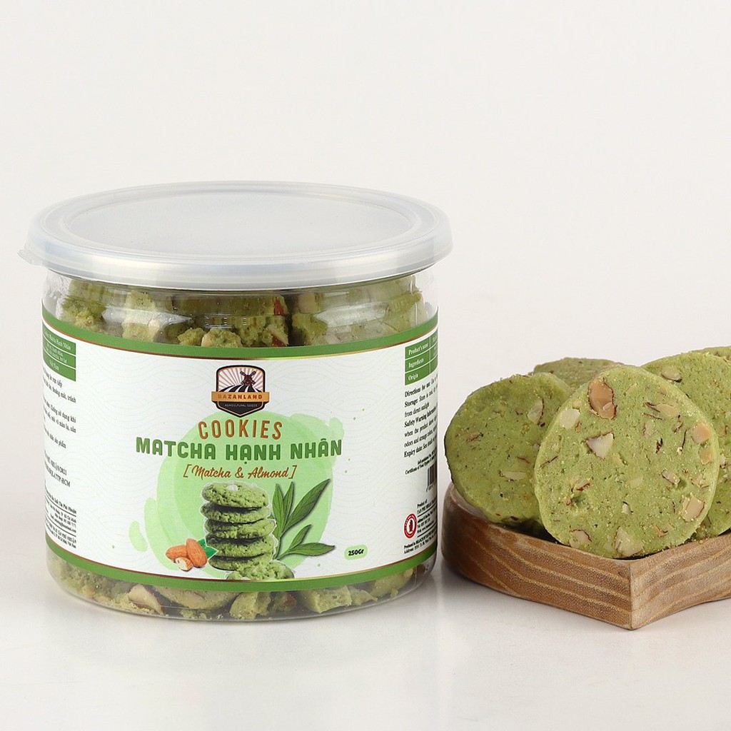 Bánh dinh dưỡng không đường Cookies Trà Xanh Hạnh Nhân topping siêu hạt 250g, tốt cho sức khỏe | BigBuy360 - bigbuy360.vn