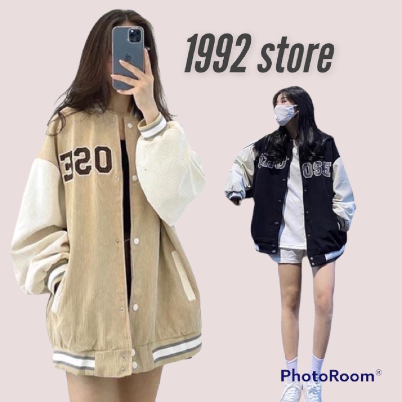 ÁO KHOÁC BOMBER cúc bấm,Khoác bomber Nam/Nữ chất nhung gân dày dặn From Thụng Unisex(ảnh thật)