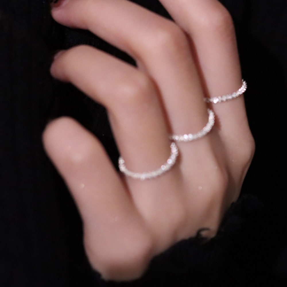 Nhẫn Bạc Lấp Lánh Đơn Giản Thời Trang Hàn Quốc Cho Nữ
