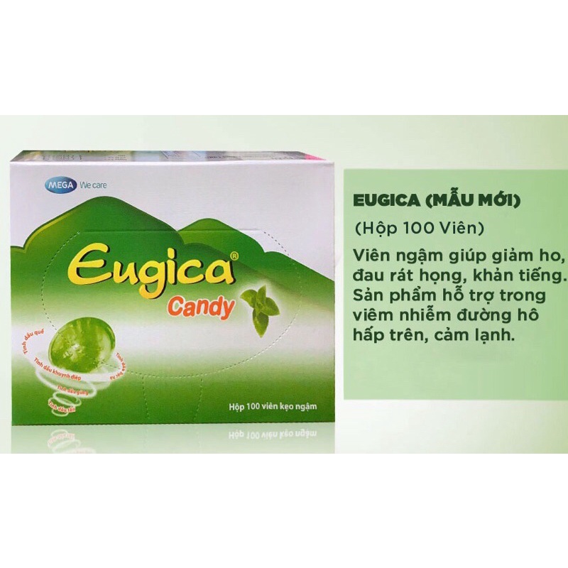 Kẹo ngậm EUGICA hộp 100 viên mẫu mới