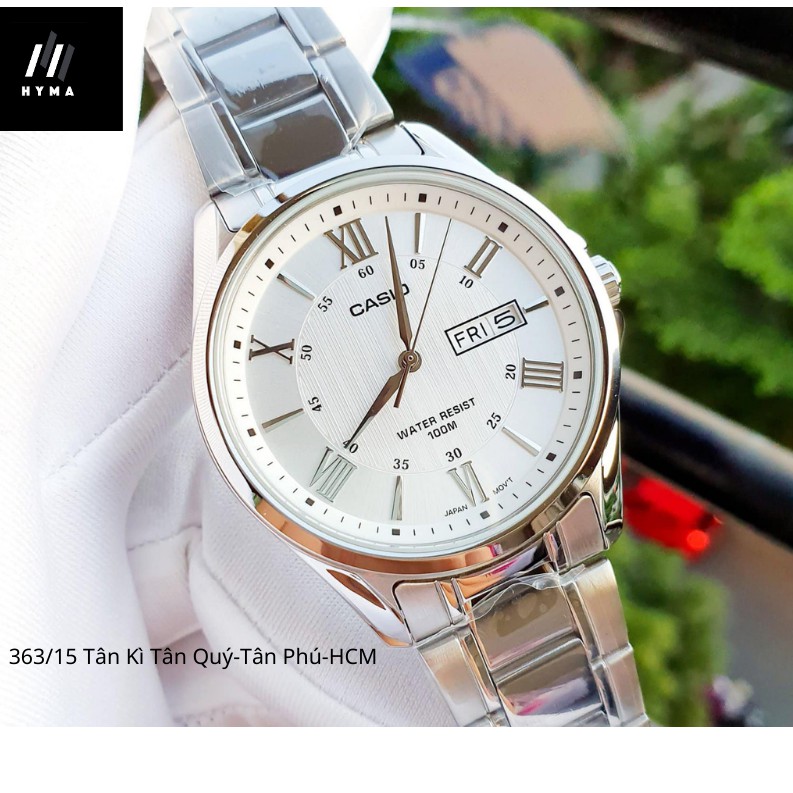 Đồng hồ nam dây thép cao cấp Casio MTP 1384D-7AV Mặt trắng Size 41mm chống nước 10ATM Bảo hành 1 năm Hyma watch