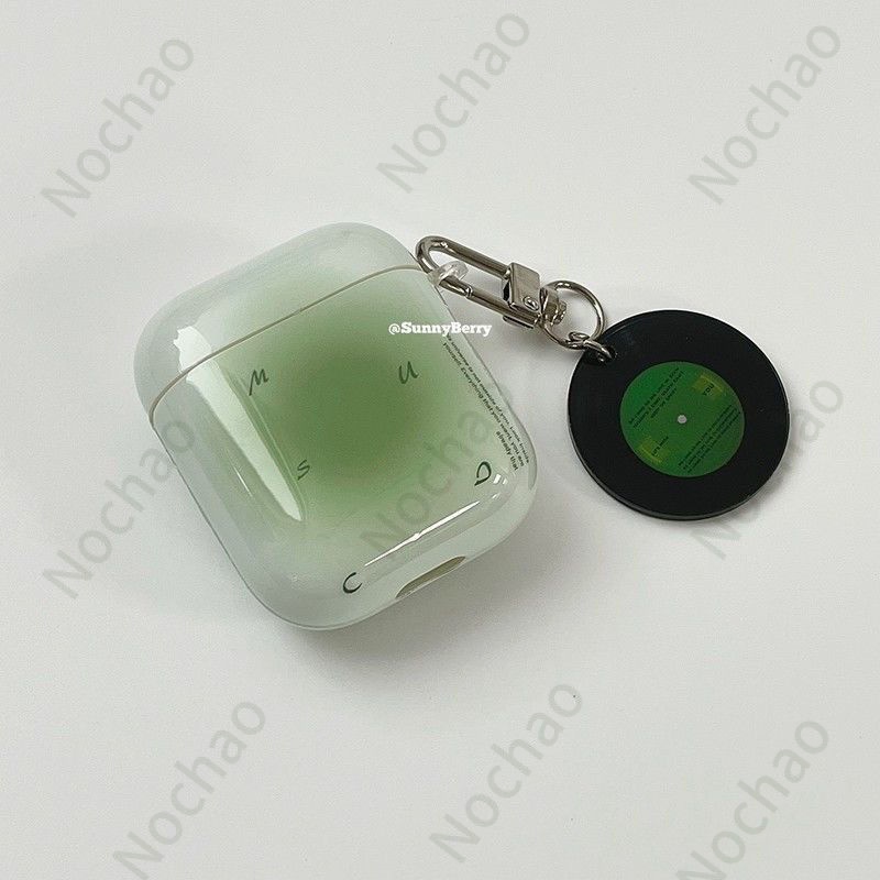 Vỏ Bảo Vệ Hộp Sạc Tai Nghe airpods2 airpods3 / pro Hình Đĩa Than Màu Xanh Lá Kiểu Hàn Quốc Độc Đáo Ốp