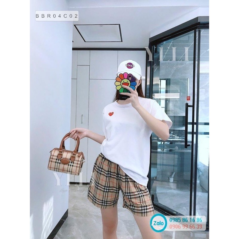 Túi trống mini B.b.ri caro phối nâu