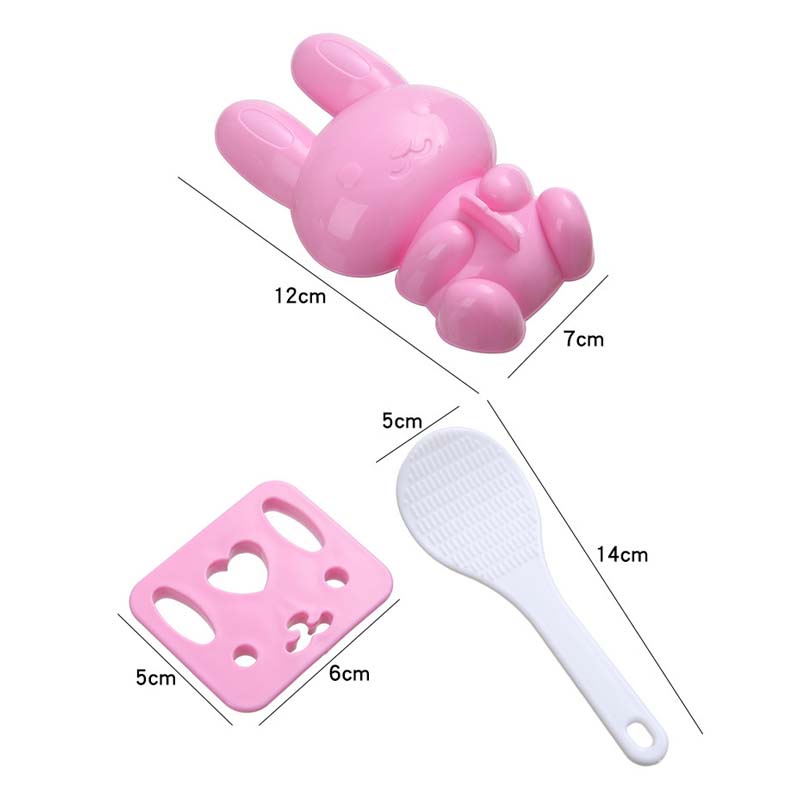 Khuôn Làm Cơm Nắm Hình Thỏ Hoạt Hình 3D Sáng Tạo Cho Trẻ Em