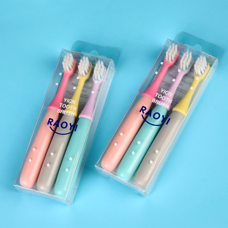 3 bàn chải đánh răng đầu silicon mềm mại cho trẻ em 2-8 tuổi
