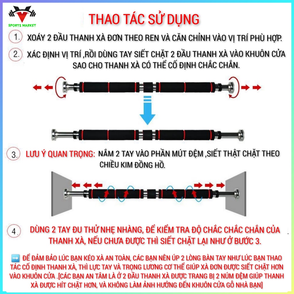 Xà đơn treo tường đa năng, thanh tập xà đơn treo tường, gắn cửa, chất liệu cải tiến, lõi thép chống rỉ, tiện lợi sử dụng