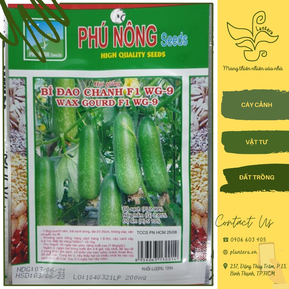Hạt giống Phú Nông - Bí đao chanh F1 WG9 Gói 0.2g - Hạt Giống - Rau Ăn Quả