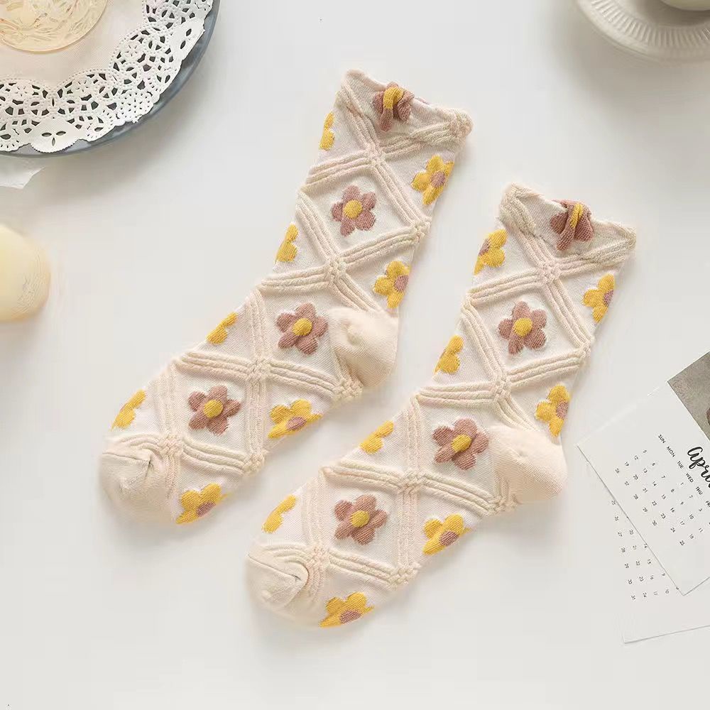 Vớ dài trung bình in hoa nhỏ dễ thương phong cách Nhật Bản cổ điển thanh lịch thời trang cho nữ