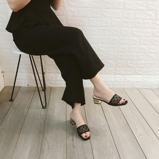 Guốc Đen Nữ Chấm Bi Siêu Dễ Thương - Cao 5 phân.