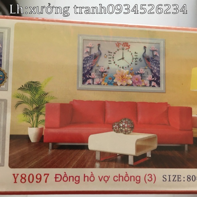 Tranh đính đá đồng hồ vk&ck đẹp lung linh