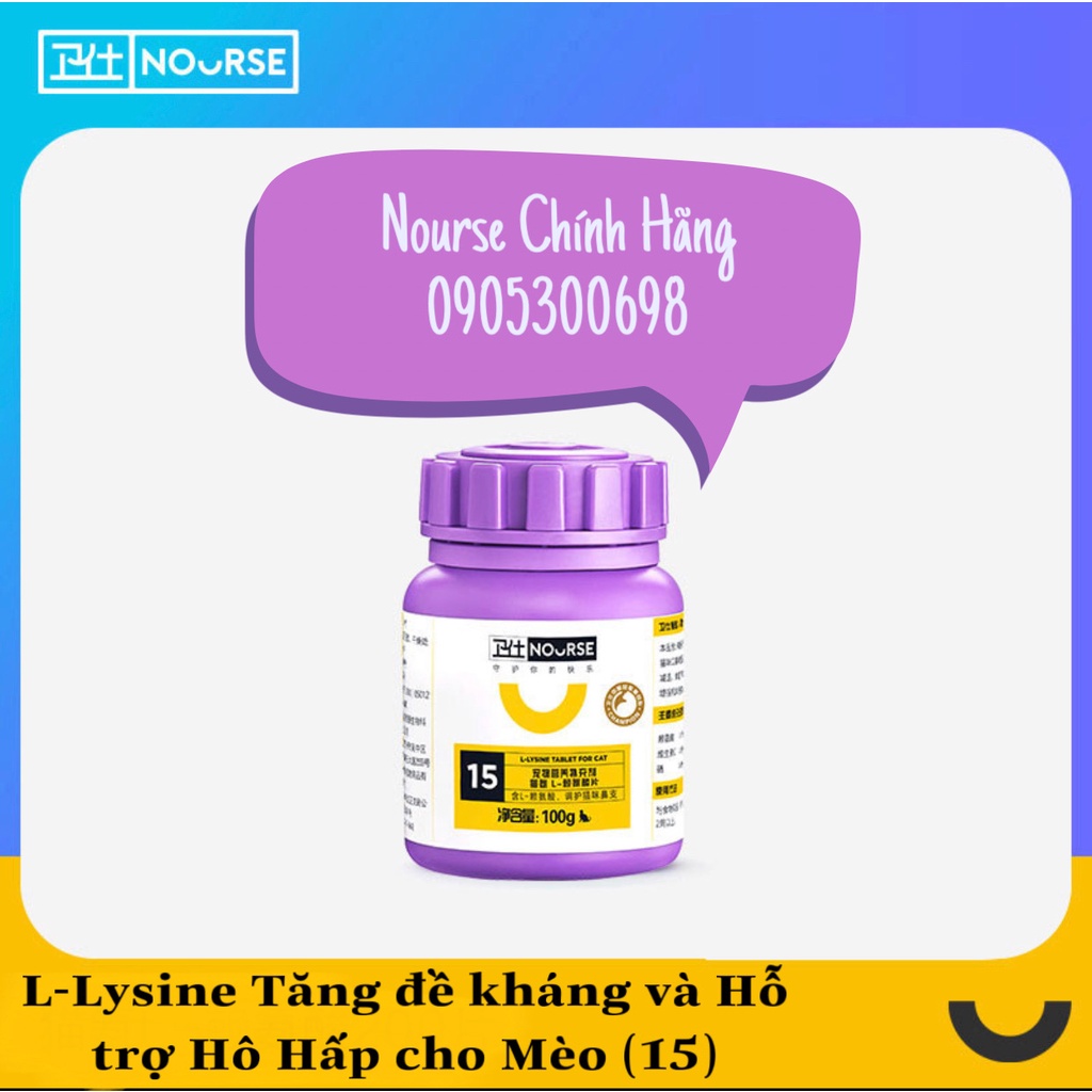 Nourse 15 Viên L-Lysine Tăng Đề Kháng Và Hỗ Trợ Hô Hấp Cho Mèo (200 viên)
