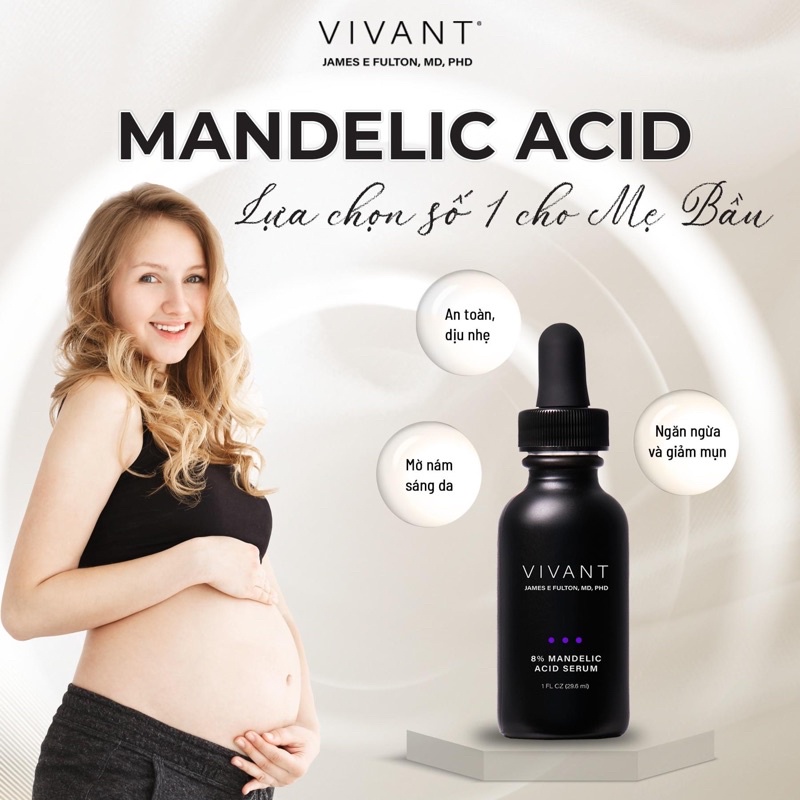 Serum 8% Mandelic acid 3-in-1 Vivant ngăn mụn, trẻ hoá, trắng sáng
