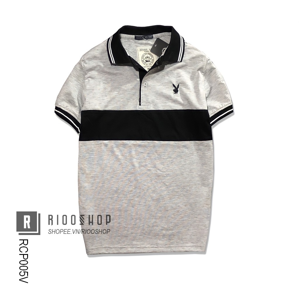 Áo thun nam ngắn tay cổ bẻ hai màu vải cotton cao cấp RCP005V - áo polo nam đẹp RIOOSHOP