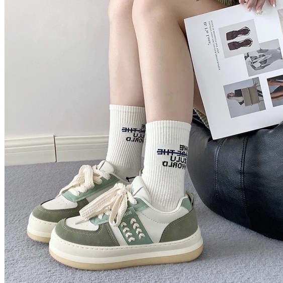 Giày Bánh Mì Độn Đế Uzzang Dây Đan