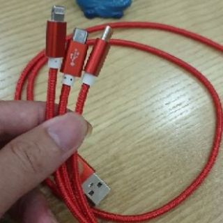Cáp sạc nhanh 3 đầu Lightning, Type-C, Type-A