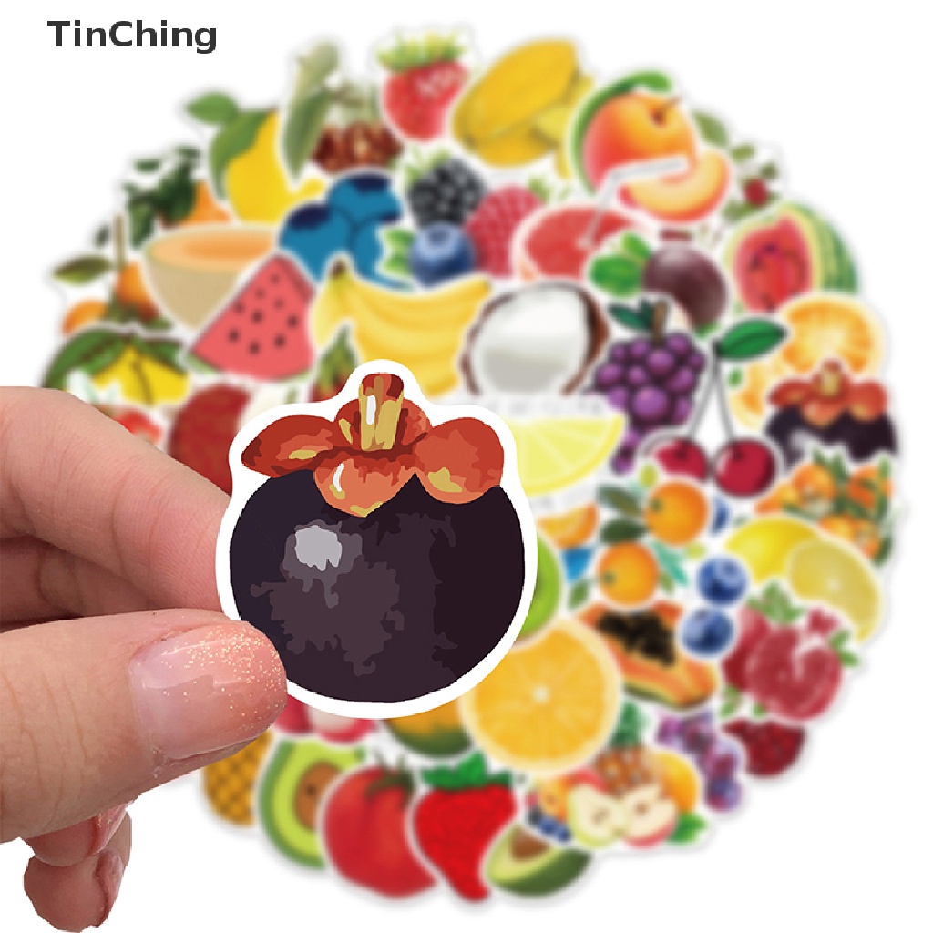 Bộ 50 miếng sticker graffiti hình trái dâu / trái cây dùng trang trí notebook / laptop / xe ô tô DIY