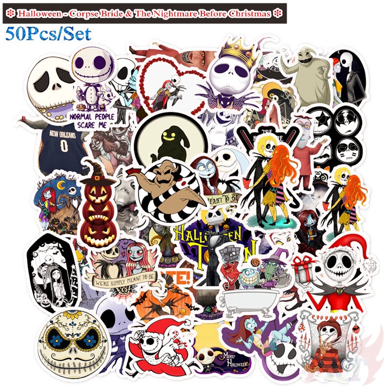 ❉ Tim Burton's Corpse Bride &amp; The Nightmare Before Christmas - Classical Movie Series 01 Stickers ❉ 50Pcs/Set DIY Fashion Decor Decals Stickers