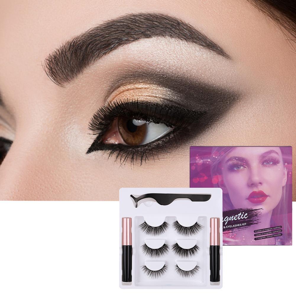 Glamnetic Magnetic Eyelashes&amp;Eyeliner Kit Reusable Natural 3D LooK Lashes U8U2