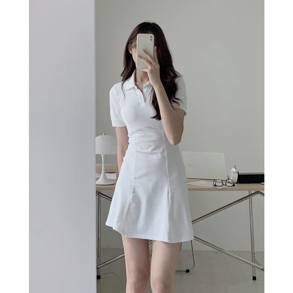 Váy polo trơn xoè