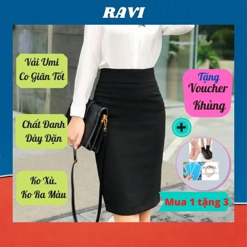 Chân Váy Bút Chì💖𝑭𝑹𝑬𝑬𝑺𝑯𝑰𝑷💖Chân Váy Công Sở  Chất Umi Co Giãn Xẻ Tà Sau