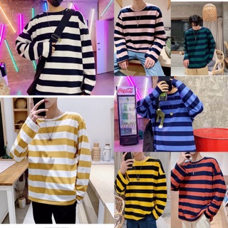 [7 màu] ÁO THUN TAY DÀI UNISEX KẺ SỌC NGANG, SỌC DỆT CAO CẤP SN-67 THUN ĐẸP XỊN