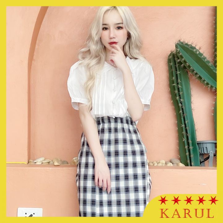 Chân váy dài kẻ xẻ tà 2 lớp , chân váy dài  kẻ dáng dài Hàn Quốc (Ảnh thật mẫu nhà mình tự chụp tự quay) | BigBuy360 - bigbuy360.vn