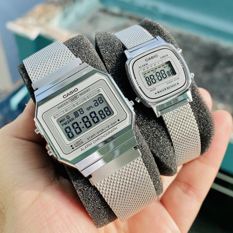 Đồng hồ nam nữ CASIO LA670-WEM-7 và A700WM-7 dây mesh cao cấp giá rẻ