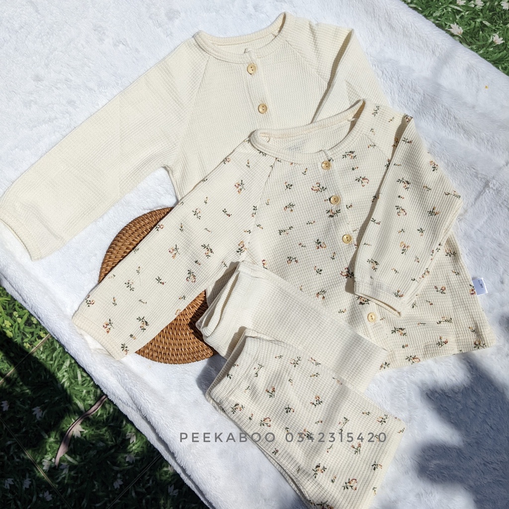 [PEEKABOO] BỘ ĐỒ DÀI TAY COTTON TỔ ONG Thu Đông cho bé