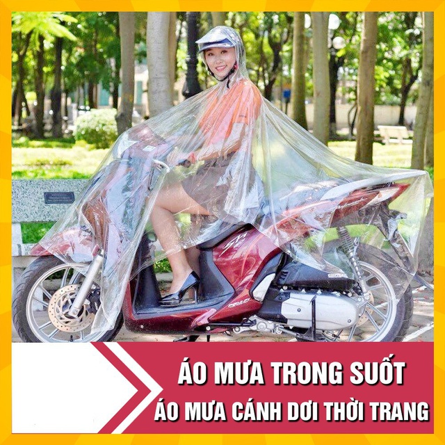 ÁO MƯA TRONG SUỐT CHUI MỘT ĐẦU BỀN ĐẸP 