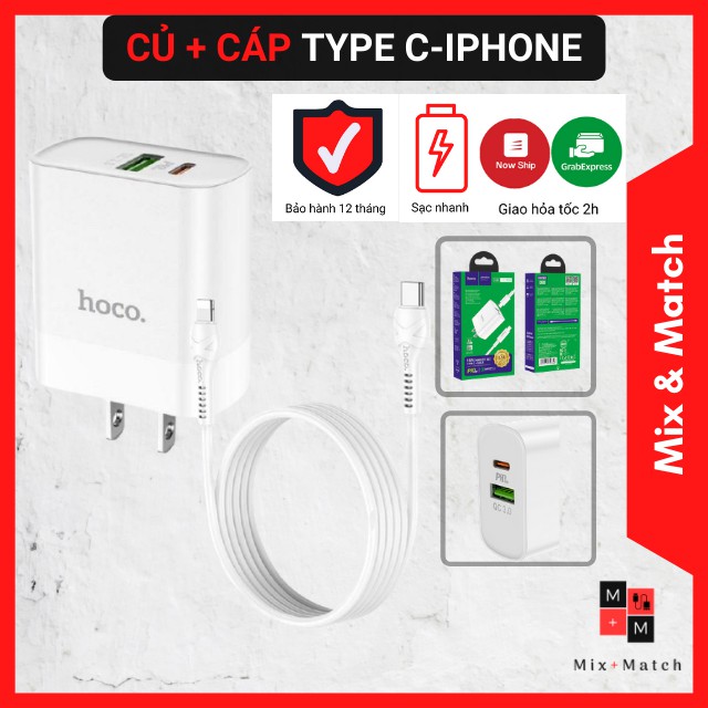 Bộ củ cáp sạc nhanh PD 20W Hoco C80 2 cổng ( USB + Type-C ) ⚡BH CHÍNH HÃNG⚡ sạc nhanh 3A