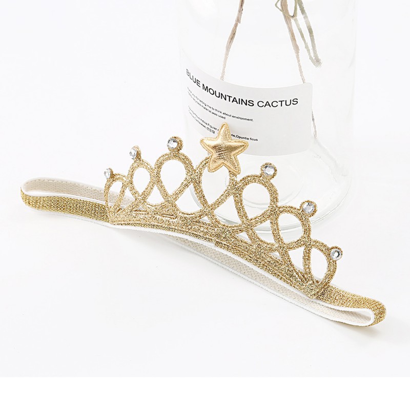 Băng đô cotton hình vương miện lấp lánh cho bé gái