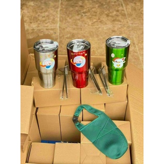 CỐC GIỮ NHIỆT - BÌNH GIỮ NHIỆT INOX THÁI LAN Kèm Túi Xách, 2 Ống Hút Và Cọ Rửa