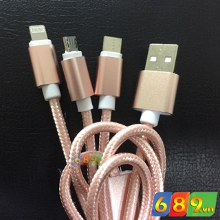Dây sạc dù Hoco 3 in 1 ( chân iphone, sam sung, type C)