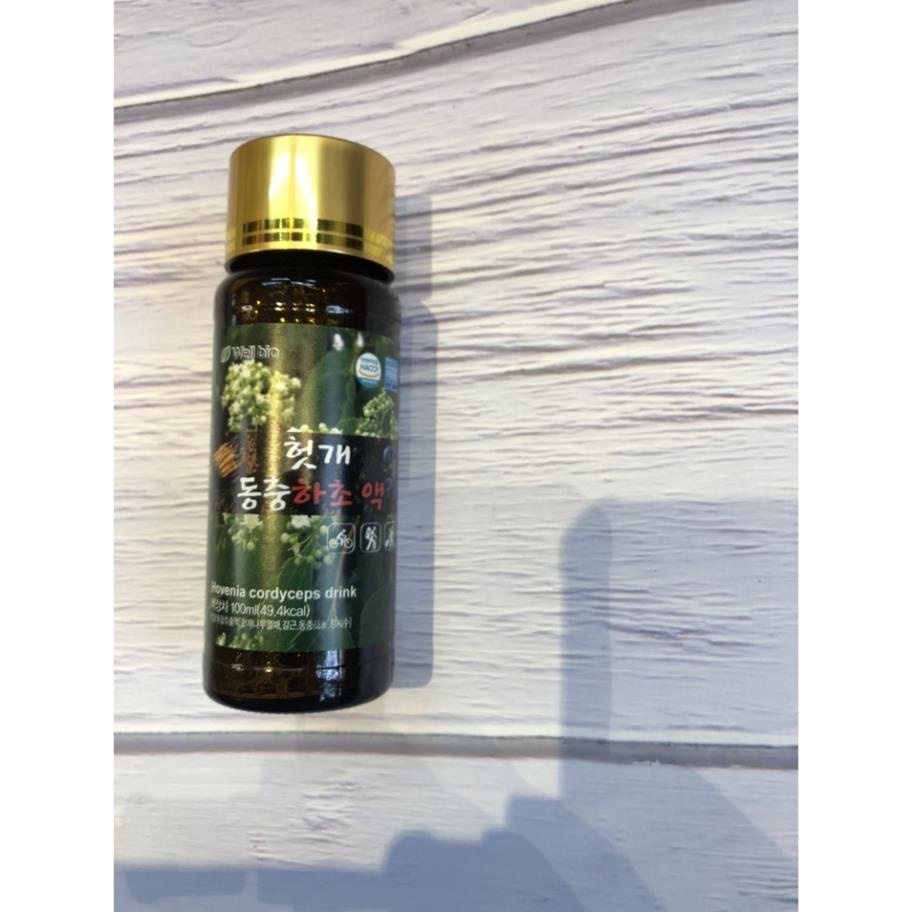 Nước Bổ Gan Đông Trùng Hạ Thảo  Hàn Quốc - Wellbio Hovenia Cordyceps Drink - Hộp 10 lọ 100ml