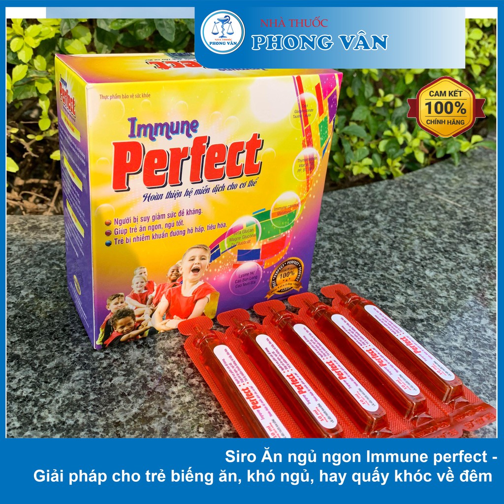 1 vỉ 5 ống Siro Ăn ngủ ngon Immune perfect - Giải pháp cho trẻ biếng ăn, khó ngủ, hay quấy khóc về đêm 1 vỉ 5 ống