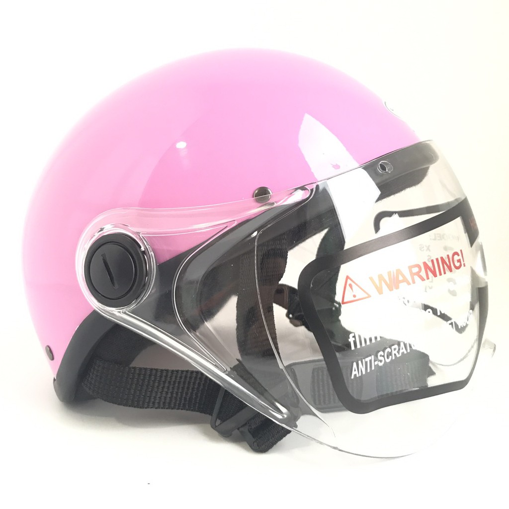 Mũ bảo hiểm cao cấp Amby A33K kính trong suốt chống lóa bảo hành 12 tháng hồng nhạt