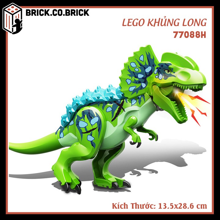 Mô Hình Khủng Long Đồ Chơi Lắp Ráp Lego Khủng Long Dinosaur T Rex Jurassic Park Loại To- MỚI NHẤT (Ấm Thanh + Đèn) 77088