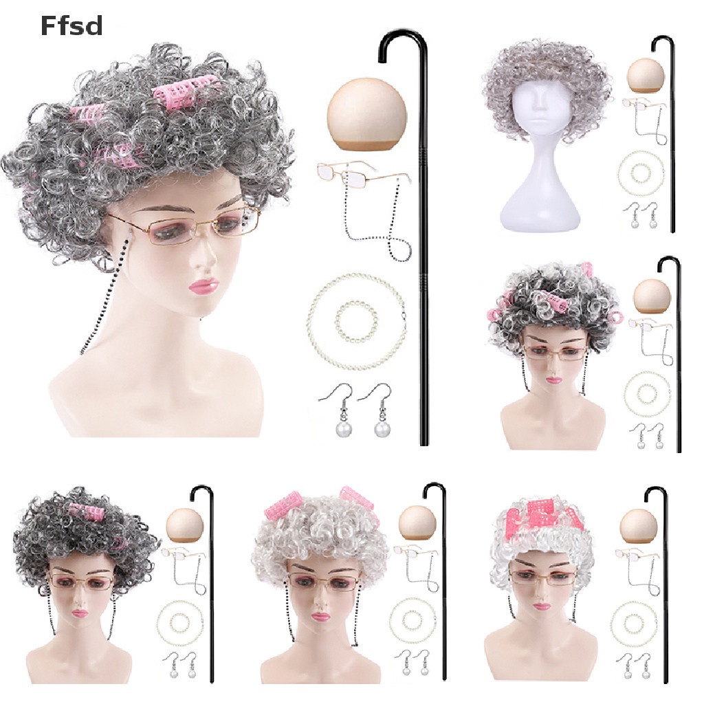 Bộ 9 Tóc Giả Xoăn Đính Ngọc Trai Hóa Trang Halloween Cho Nữ