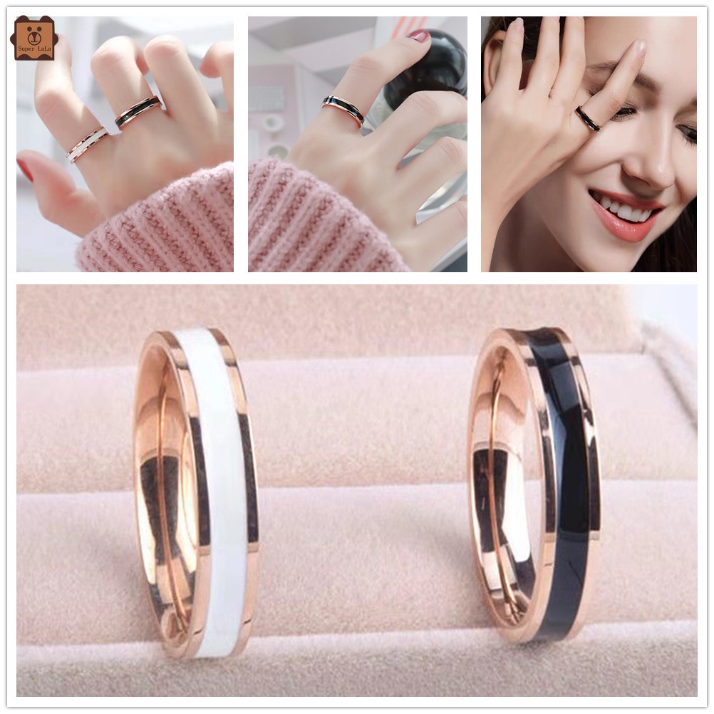 Nhẫn thép titan không gỉ thiết kế đơn giản phong cách Hàn Quốc