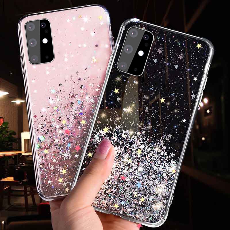 Ốp Điện Thoại Trong Suốt Phối Kim Tuyến Cho Samsung Galaxy A01 A11 A21 M31 A70 J2 J5 J7 Prime J4 J6 Plus