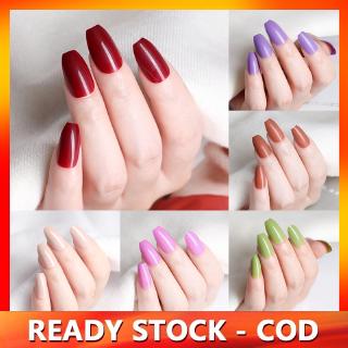 [Hàng mới về] Móng Tay Giả Kiểu Vuông Dáng Dài Màu Xanh Dương Phong Cách Hàn Quốc Xinh Xắn Cho Nữ