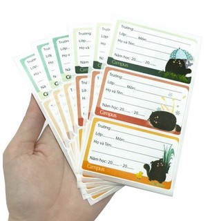 [ 3 XẤP ] Nhãn vở Campus Meow NT-MEO-18 (18 nhãn/túi) - Văn phòng phẩm Thu Thảo