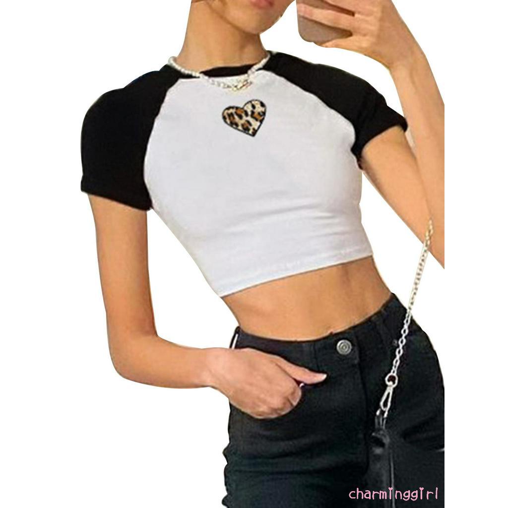 Áo Thun Nữ Ngắn Tay Họa Tiết Da Báo Thời Trang