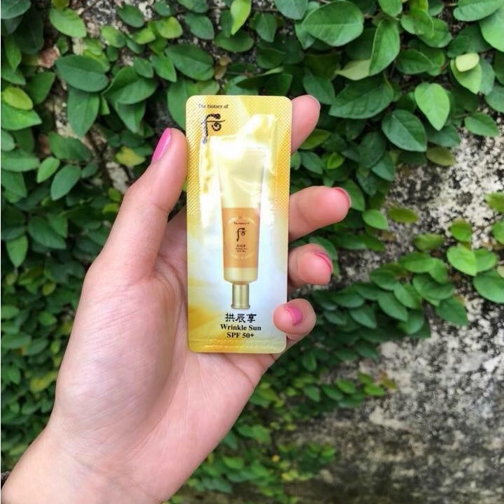 Kem Chống Nắng Cải Thiện Nếp Nhăn Whoo Wrinkle Sun Cream SPF50+/PA++++ Dưỡng Trắng Cao Cấp Không Trôi 1ml