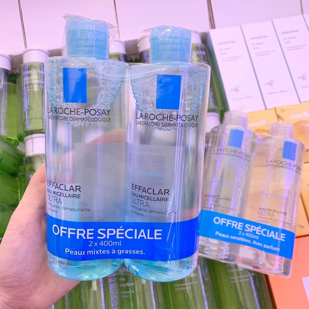 Nước Tẩy Trang Laroche Posay 400ML - LA ROCHE POSAY XANH LÁ CHO DA DẦU, MỤN - TRẮNG CHO DA NHẠY CẢM